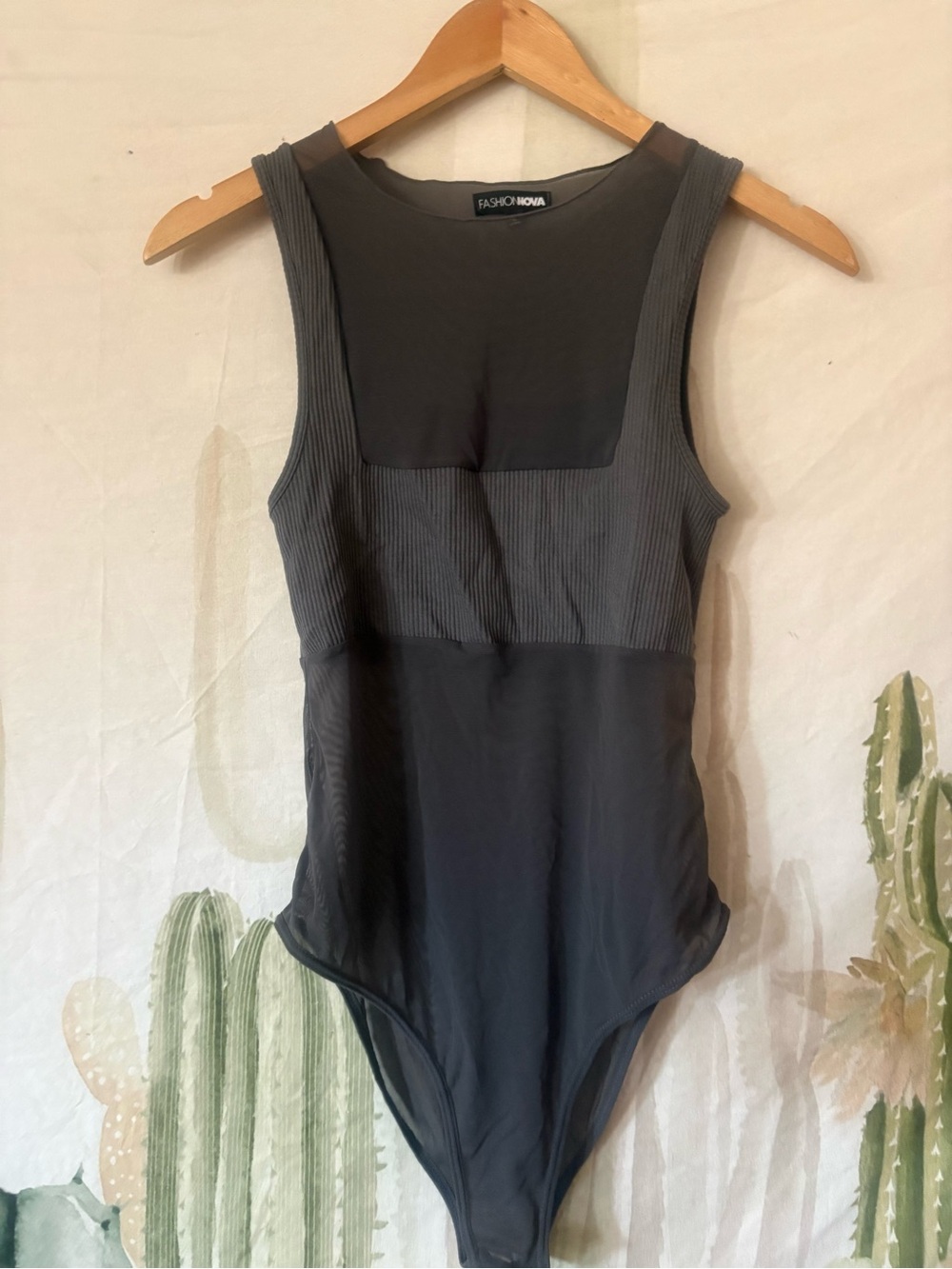 Women’s Fashion Nova Sheer Ribbed Bodysuit 🌵M